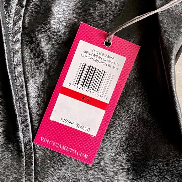 🖤6x HP!🖤 NWT Vince Camuto Black Faux Leather Top - Picture 8 of 10